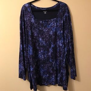 Liz & Me 4x purple and black long sleeve top